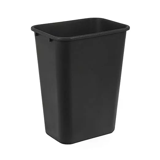 Amazon Basics Trash Can, Rectangular Commercial Office Wastebasket, 10 Gallon (Pack Of 1), Black (Previously AmazonCommercial brand)