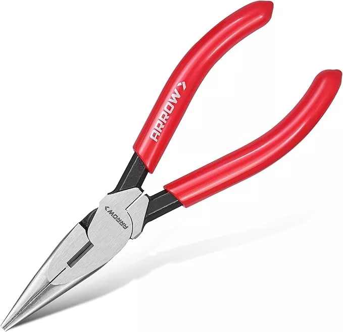 ARROW 6" High Leverage Needle Nose Pliers with Side Cutters, Long Nose Pliers for Gripping, Wire Bending, Cutting