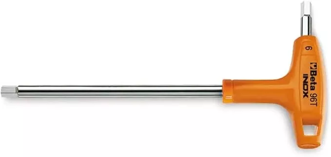 Beta 96TINOX Stainless Steel High Torque T-Handle Hex Key Allen Wrench, SAE 3/32"