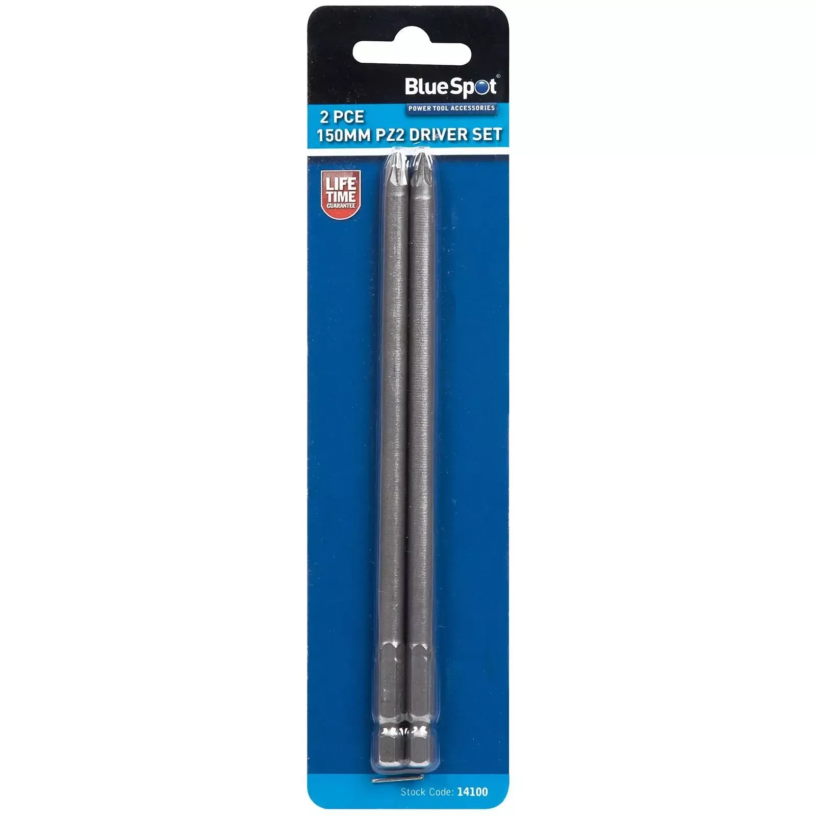 BlueSpot 150mm PZ2 Pozi Driver Screwdriver Bit Set 2 Piece