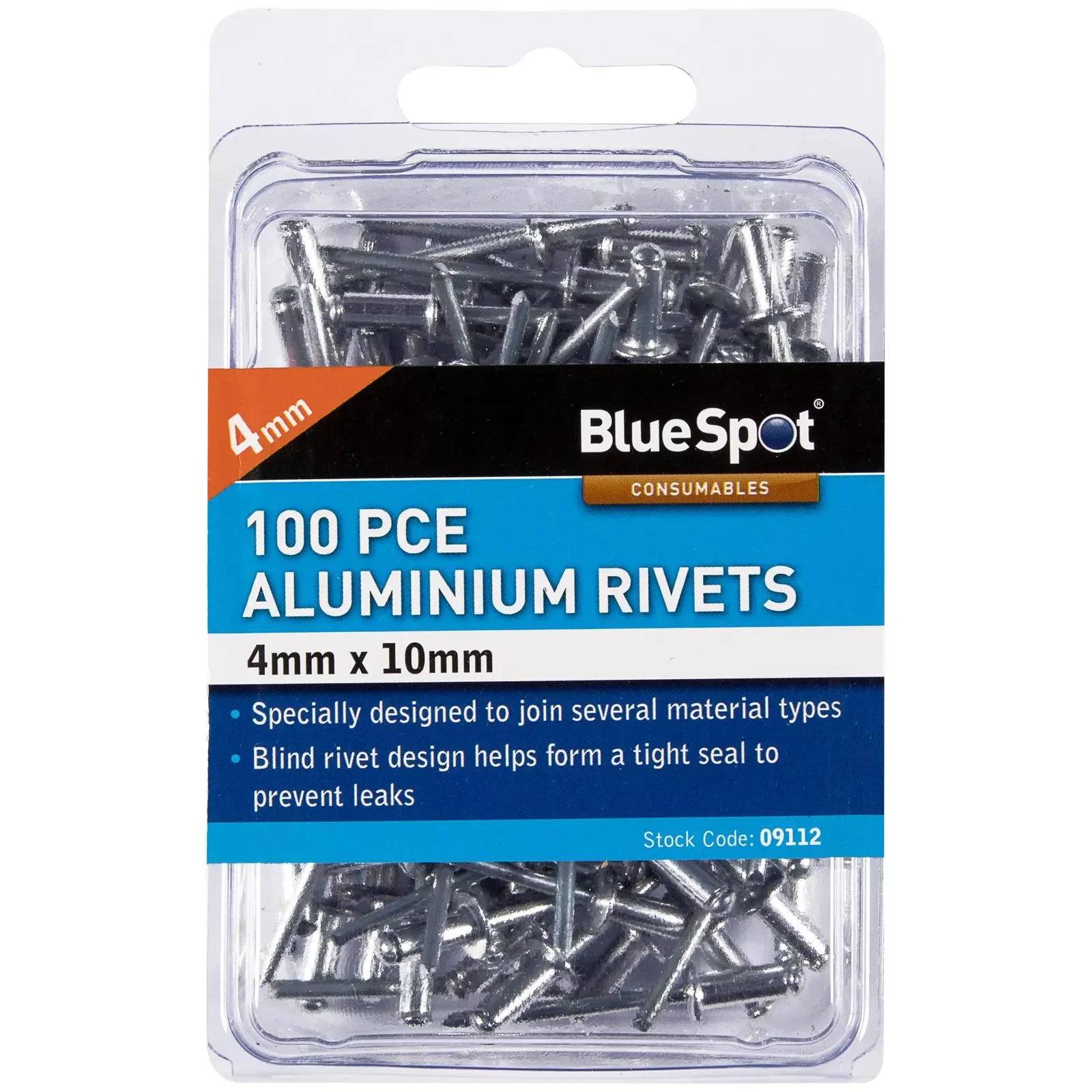 BlueSpot Aluminium Rivets 4.0 x 10mm 100 Piece