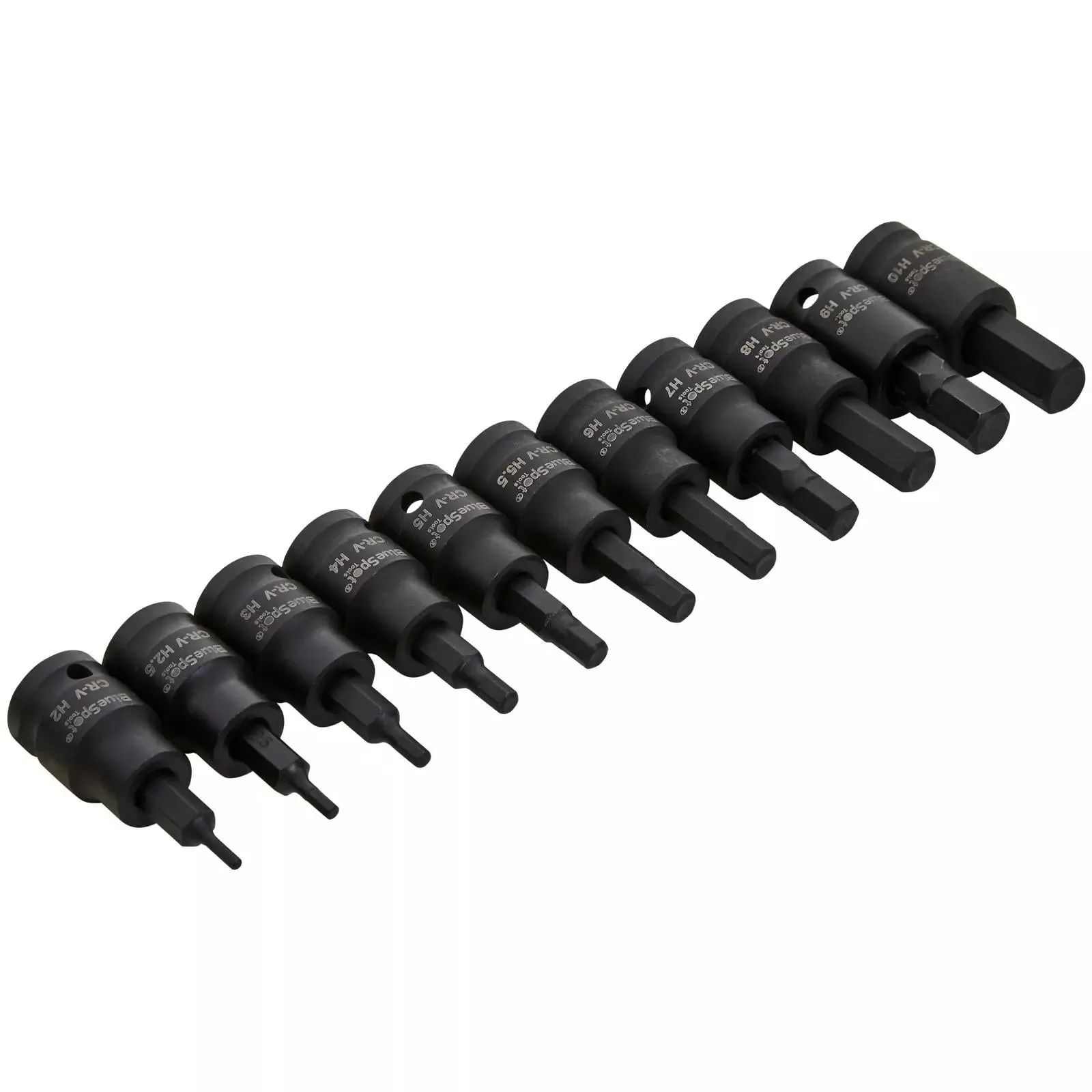 BlueSpot Impact Hex Socket Bit Set 3/8" Drive 2-10mm 11 Piece