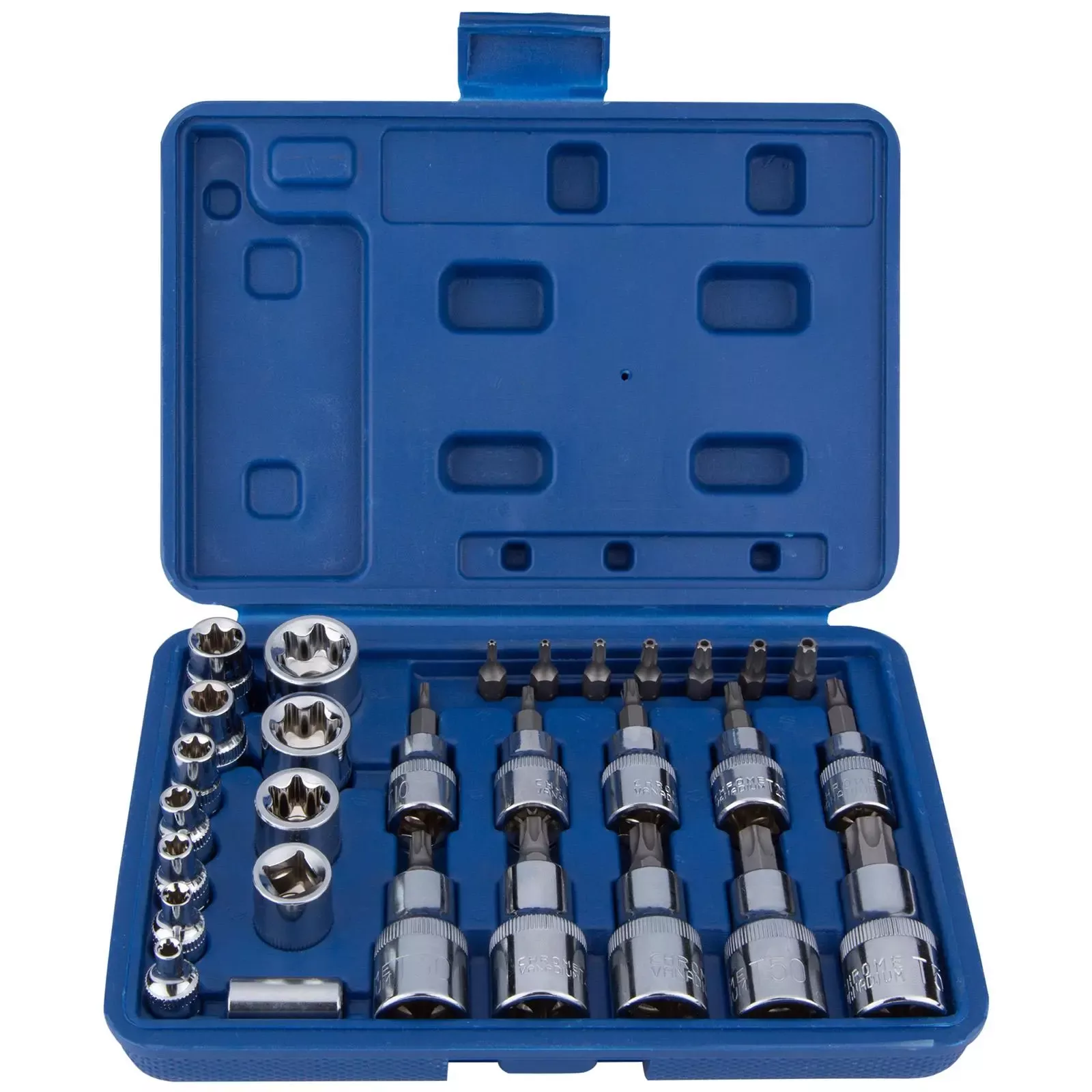 BlueSpot Torx Socket External Torx Socket and Bit Set 29 Piece T10-T55 E4-E20