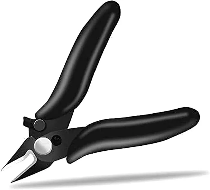 BOENFU 3.5 Inches Mini Cutter with Lock, Flush Cutters, Small Wire Snips, Micro Wire Cutter with Spring, Black