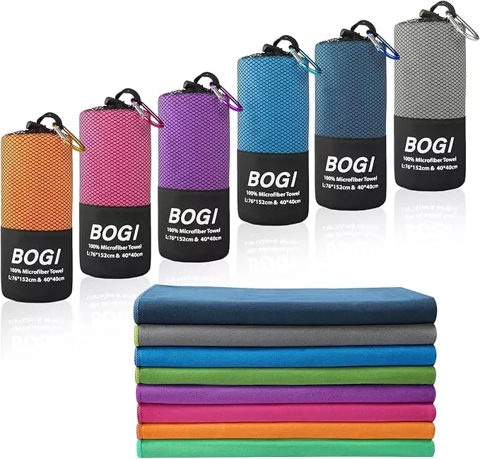 BOGI Microfiber Travel Sports Towel-Quick Dry, Soft Lightweight, Absorbent, Compact Towel for Camping Gym Beach Bath Yoga Swimming Backpacking (M:40''x20''-Purple)