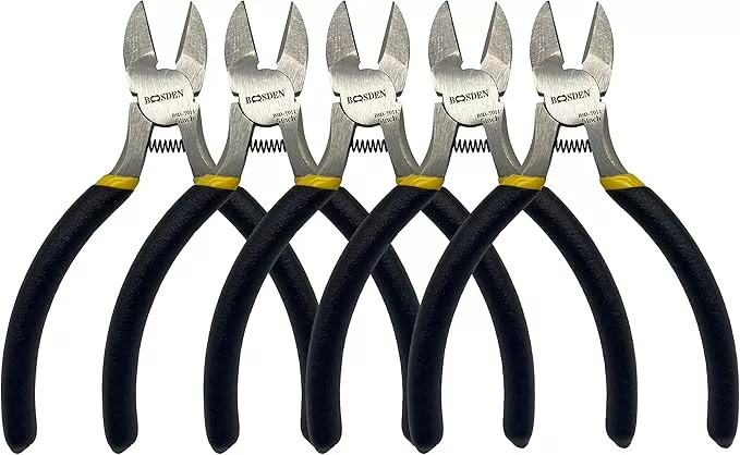 BOOSDEN 5" Diagonal Cutters,5 Pack Wire Cutters,DIY Cutting Pliers,Spring Loaded Side Cutters, Wire Snips for Jewelry Making and Wire Cutting