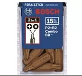 Bosch 15 pc 1" Phillips & Robertson P2R2 Insert Bits P2R2115TCB