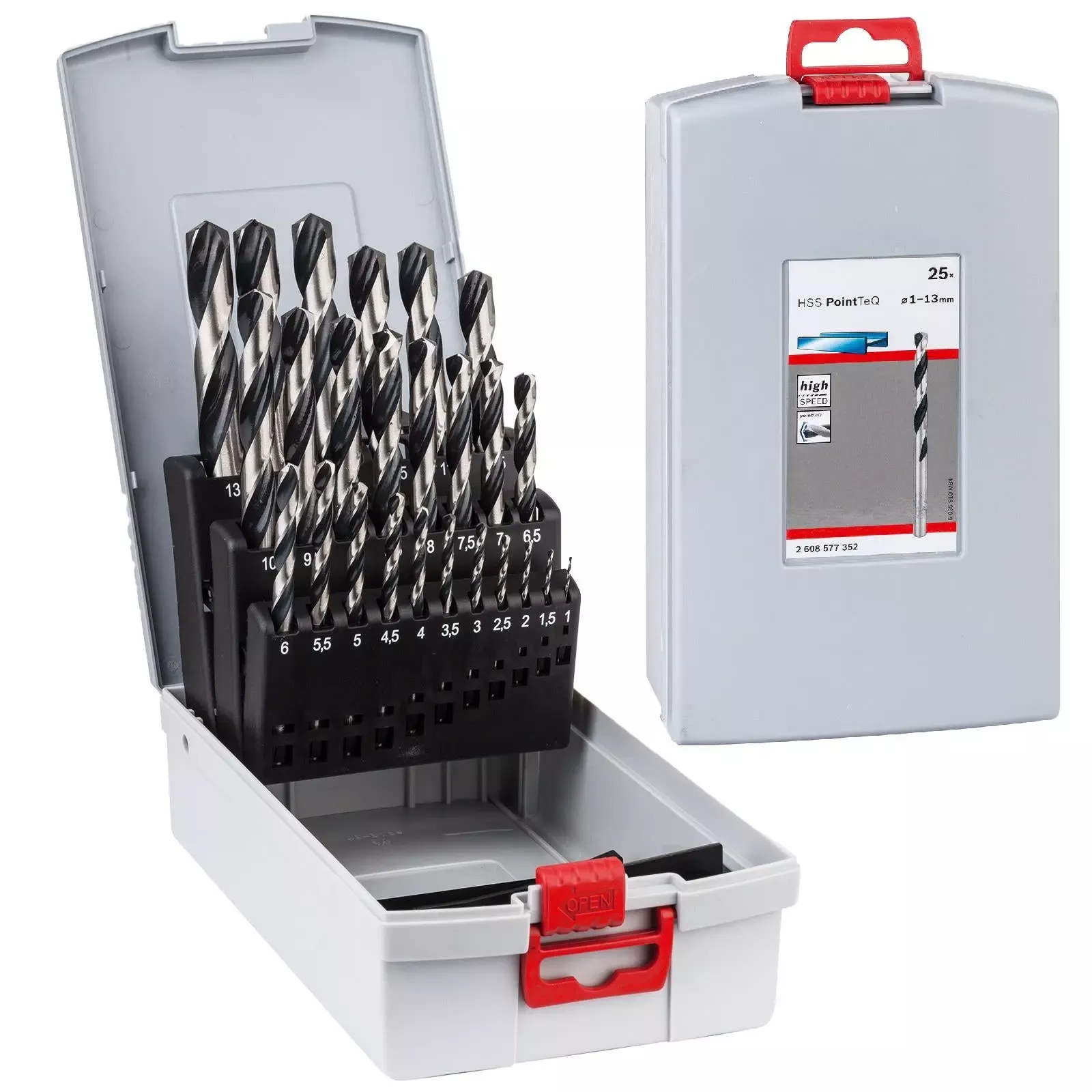 Bosch Professional HSS Drill Bit Set 1-13mm Metal Twist Drills PointTeQ 25 Pieces