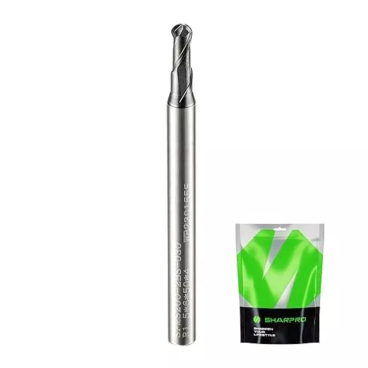 Carbide Ball Nose End Mill 2 Flute 4mm SHK. 3mm Cutting Dia. 3D Carving, High-Speed and Deep Cutting, AlCrN Coated, Apply for Alloy Steel, Stainless Steel and Various Cast Iron.