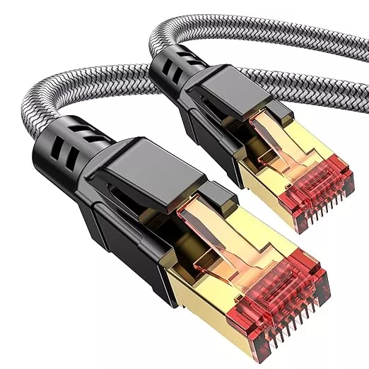 Cat 8 Ethernet Cable 75 ft, 40Gbps 2000Mhz High Speed Gigabit LAN Internet Cables,RJ45 Patch Cord Braided Round S/FTP Network Cable,for Smart Home,Office,Gaming,Modem, Router