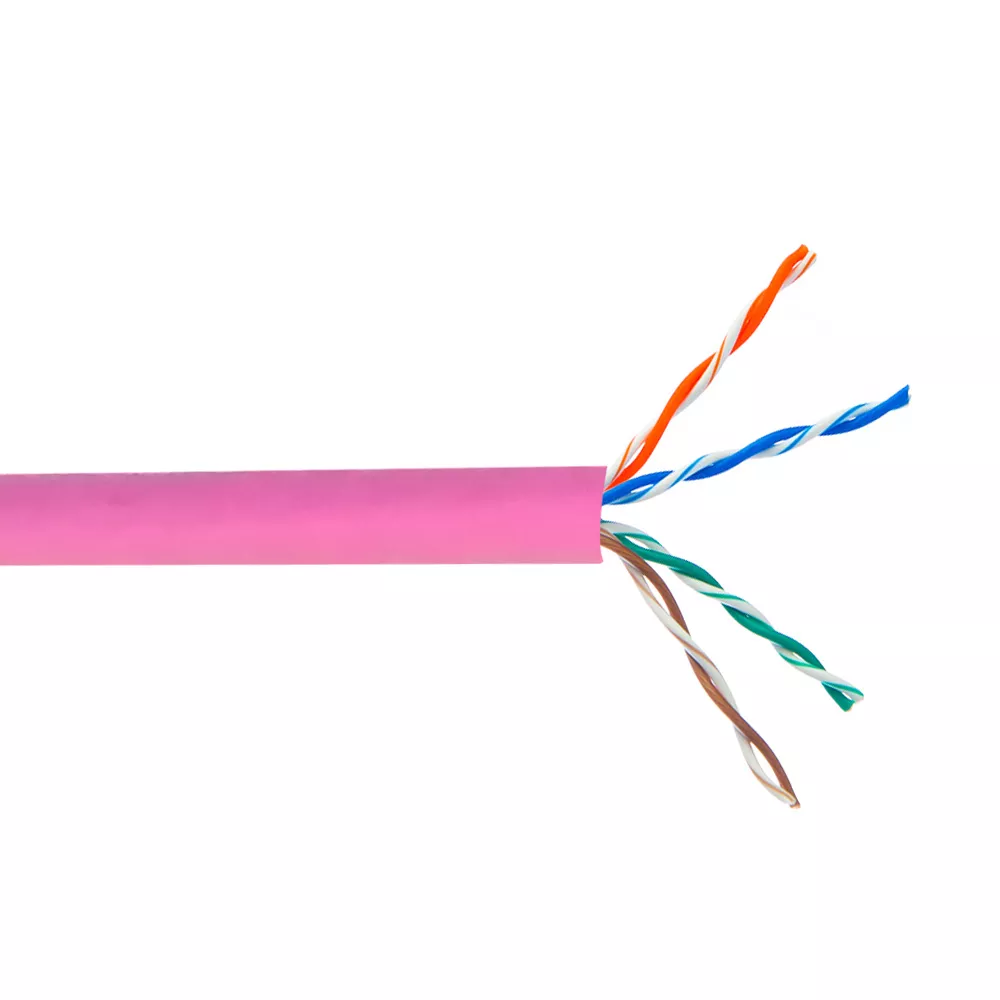 Cat5E 350 mhz Stranded UTP FT4/CMR Bulk Cable - 1000 ft - Pink