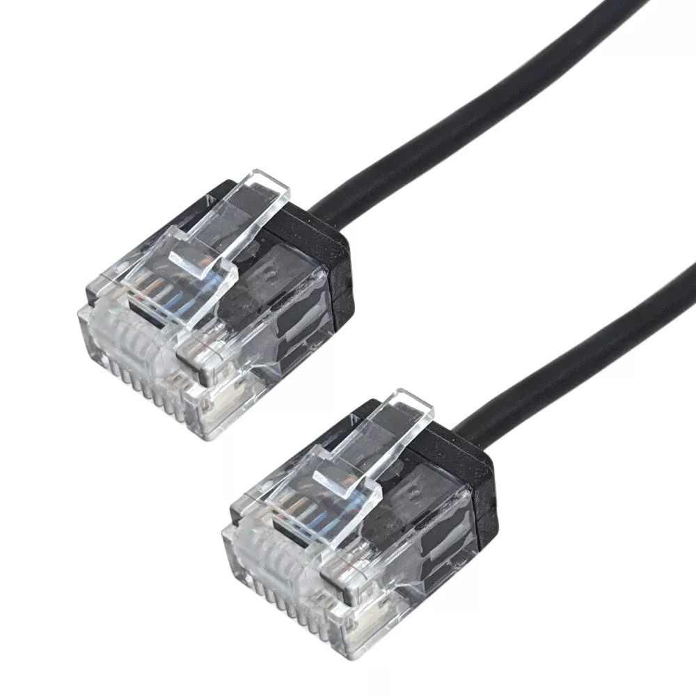 Cat6 UTP Micro-Thin Moldedpatch Cable - 32 awg - Riser CMR - 1 ft - Black