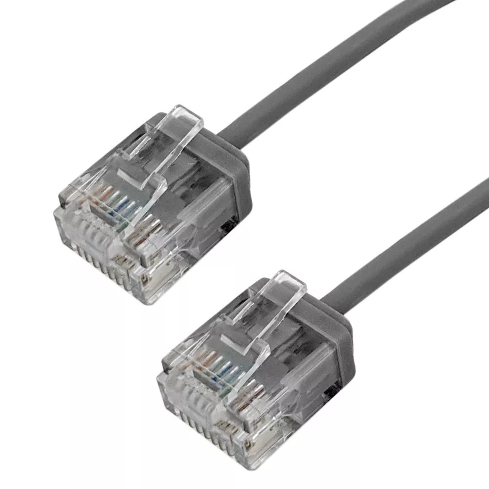 Cat6 UTP Micro-Thin Moldedpatch Cable - 32 awg - Riser CMR - 1 ft - Grey