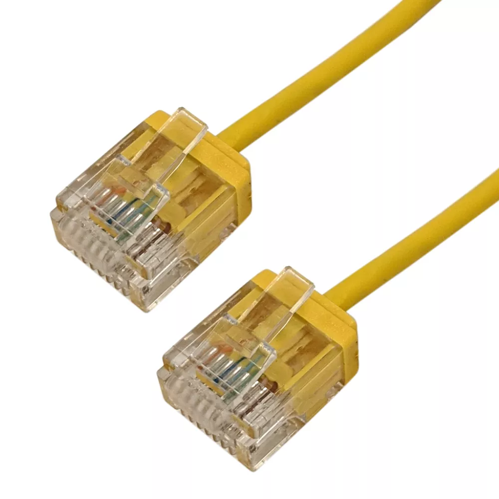 Cat6 UTP Micro-Thin Moldedpatch Cable - 32 awg - Riser CMR - 1 ft - Yellow