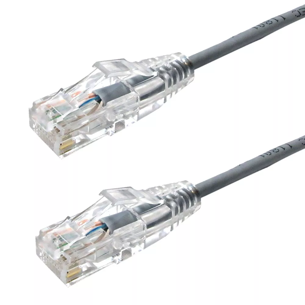 Cat6A 26 awg UTP Cable -10 gb - Premium Fluke Patch Cable Certified - CMR - 1 ft - Gray