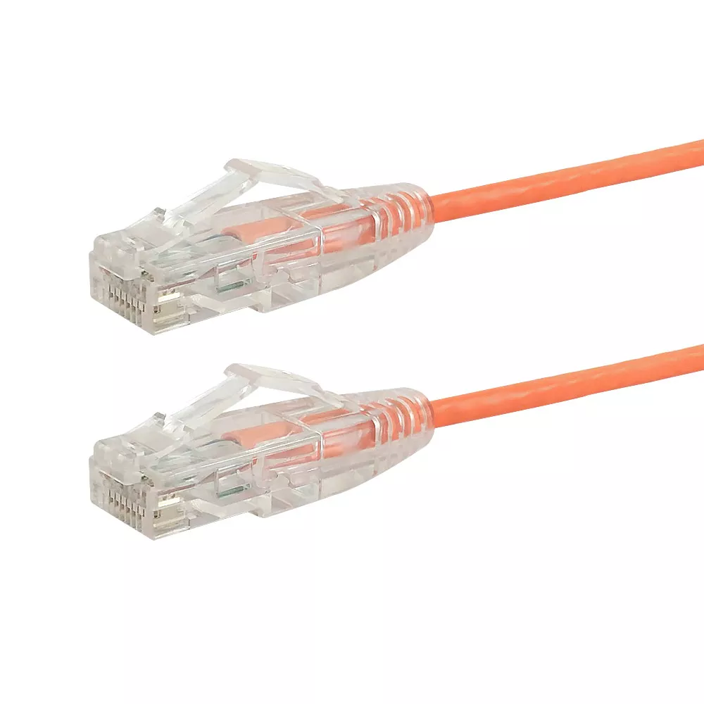 Cat6A 26 awg UTP Cable -10 gb - Premium Fluke Patch Cable Certified - CMR - 1 ft - Orange