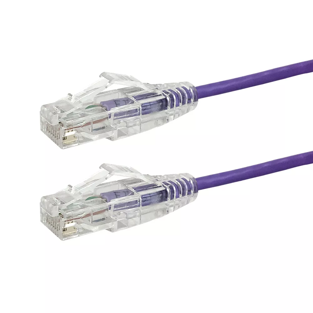 Cat6A 26 awg UTP Cable -10 gb - Premium Fluke Patch Cable Certified - CMR - 1 ft - Purple