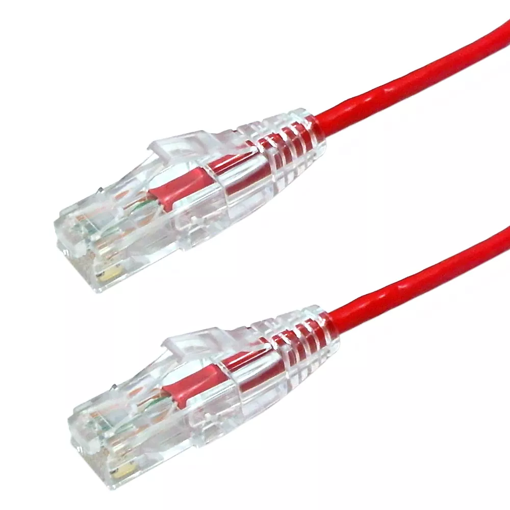 Cat6A 26 awg UTP Cable -10 gb - Premium Fluke Patch Cable Certified - CMR - 1 ft - Red