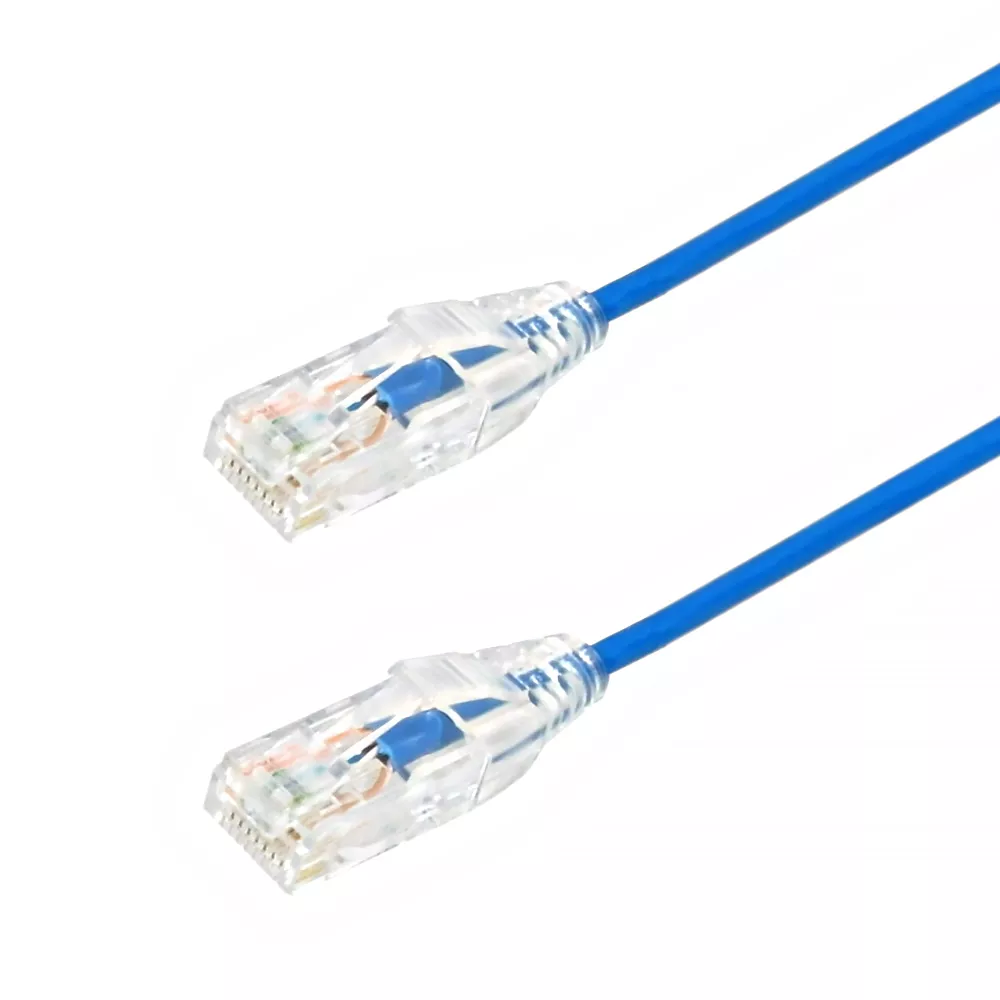 Cat6A 26 awg UTP Cable -10 gb - Premium Fluke Patch Cable Certified - CMR - 8 ft - Blue