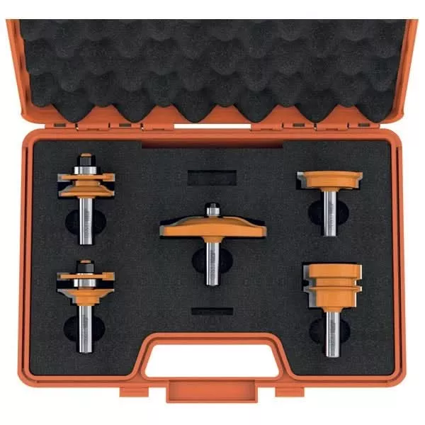 CMT Woodworking Cutting Tools 800.511.11 5-Piece Bevel & Radius Router Bit Complete Kitchen Set, 1/2" Shank