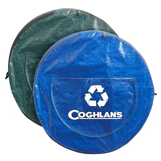 Coghlan's Pop-Up Lightweight Trash & Recycle Can – Collapsible Dual-Purpose Bin for Camping, RV, and Travel – Durable, Compact, and Easy to Store – 29.5 Gallon