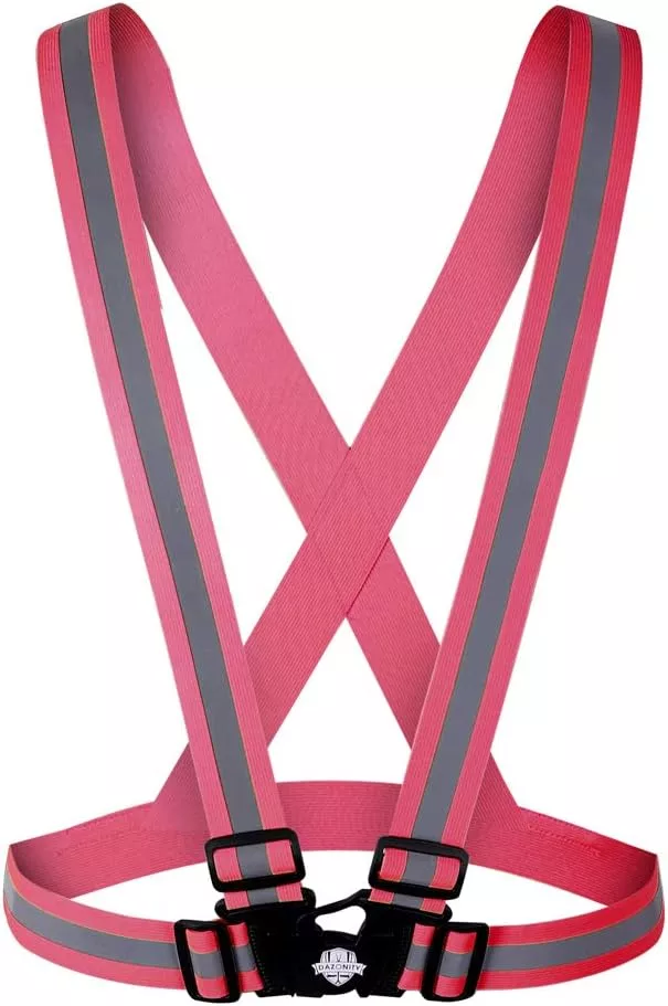 Dazonity High Visibility Safety Vest,Lightweight,Adjustable & Elastic Vest,Hi Vis Reflective Strips, Fit for Men & Women, Construction,Cycling, Runnning, (Fuschia)