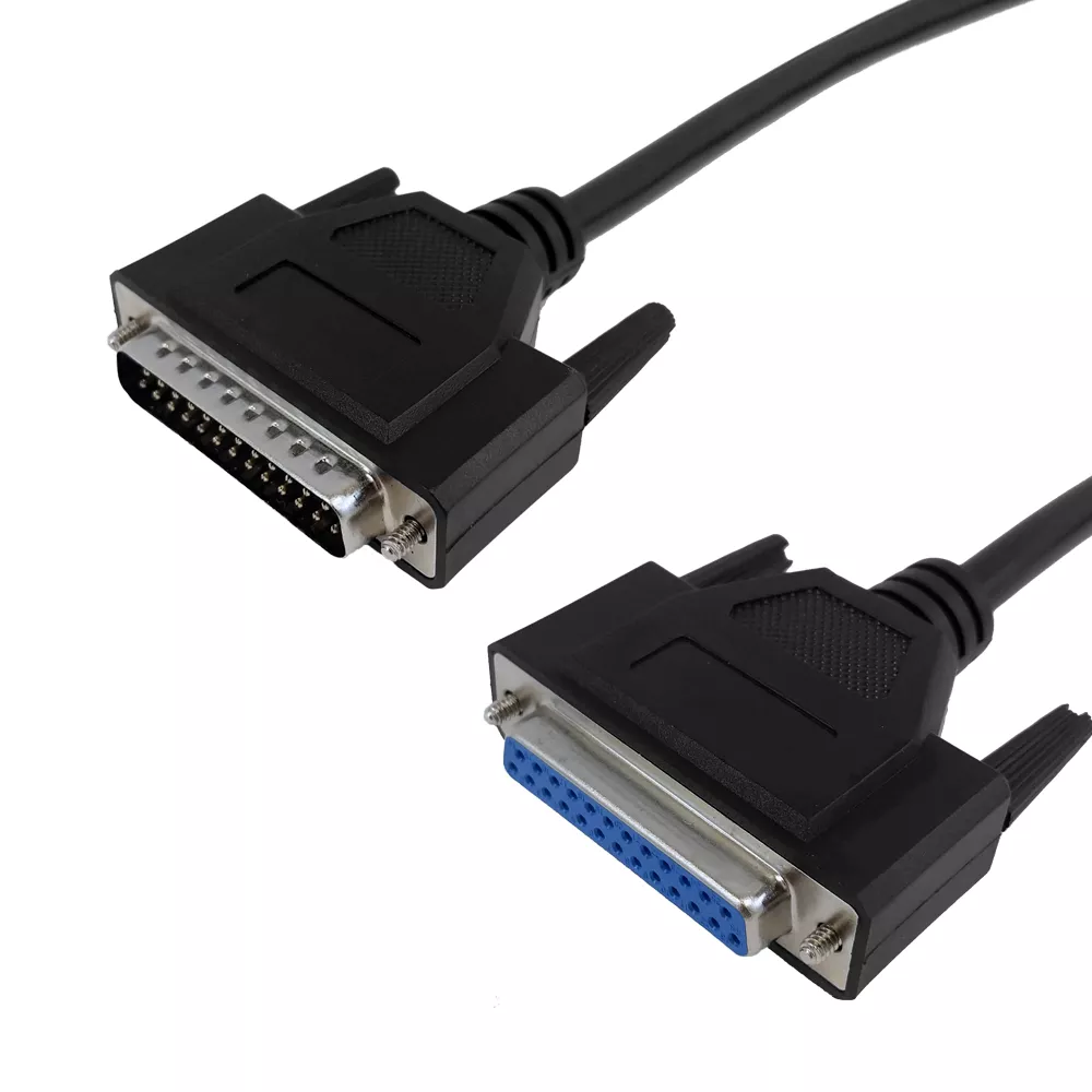 DB25 Male to DB25 Female Serial Cable -Straight-Through - 6 ft - Black