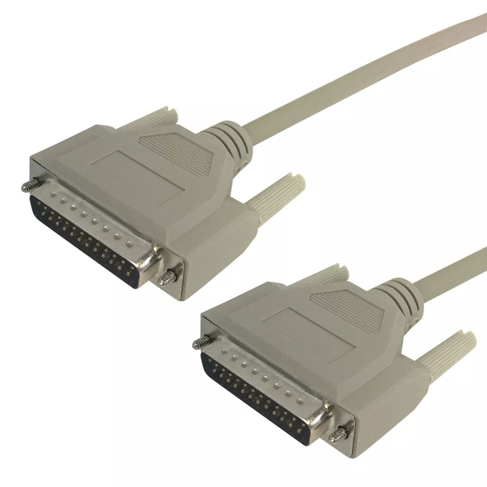DB25 Male to DB25 Male Serial Cable - Straight-Through -100 ft - Beige