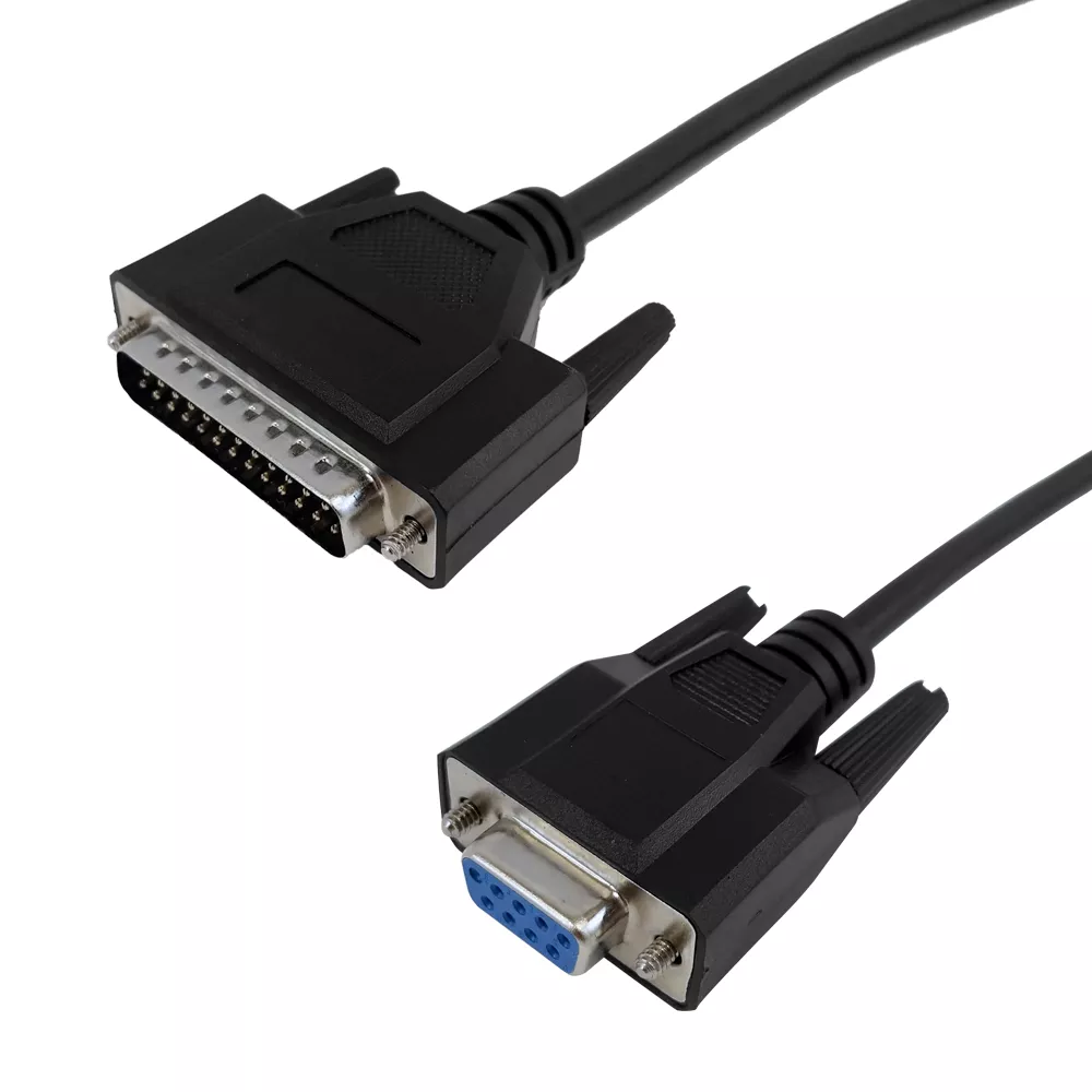 DB9 Female to DB25 Male Serial Cable - At-Modem - 1 ft- Black