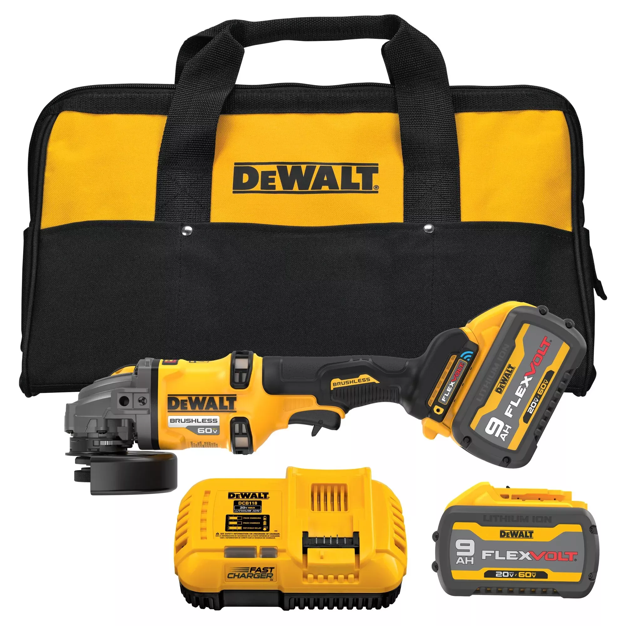 DEWALT DCG418SHDX2 60V MAX* 4-1/2 in. - 6 in. Side Handle Detect Grinder