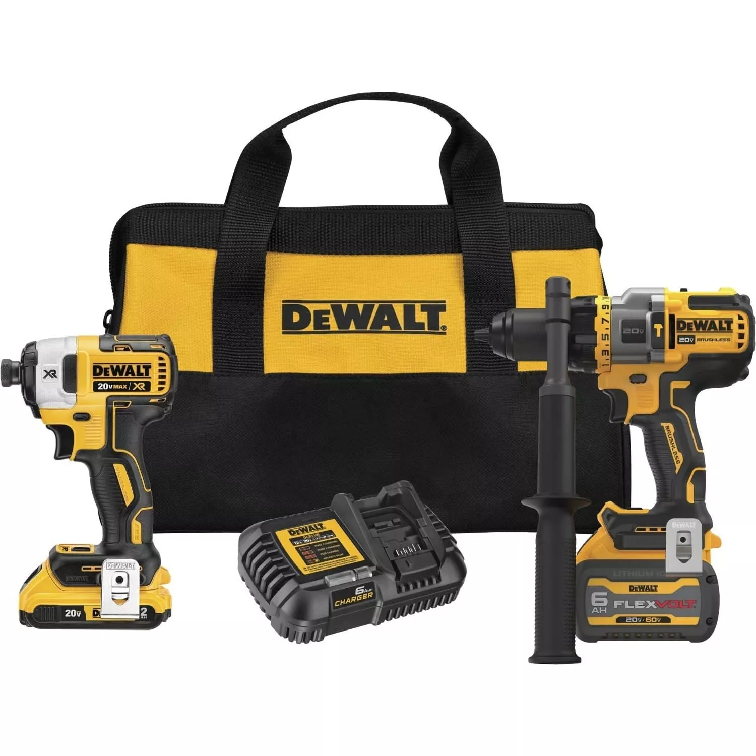 DEWALT DCK2100D1T1 20V MAX Brushless Cordless 2-Tool Kit w/ FlexVolt Advantage Hammer Drill/Driver
