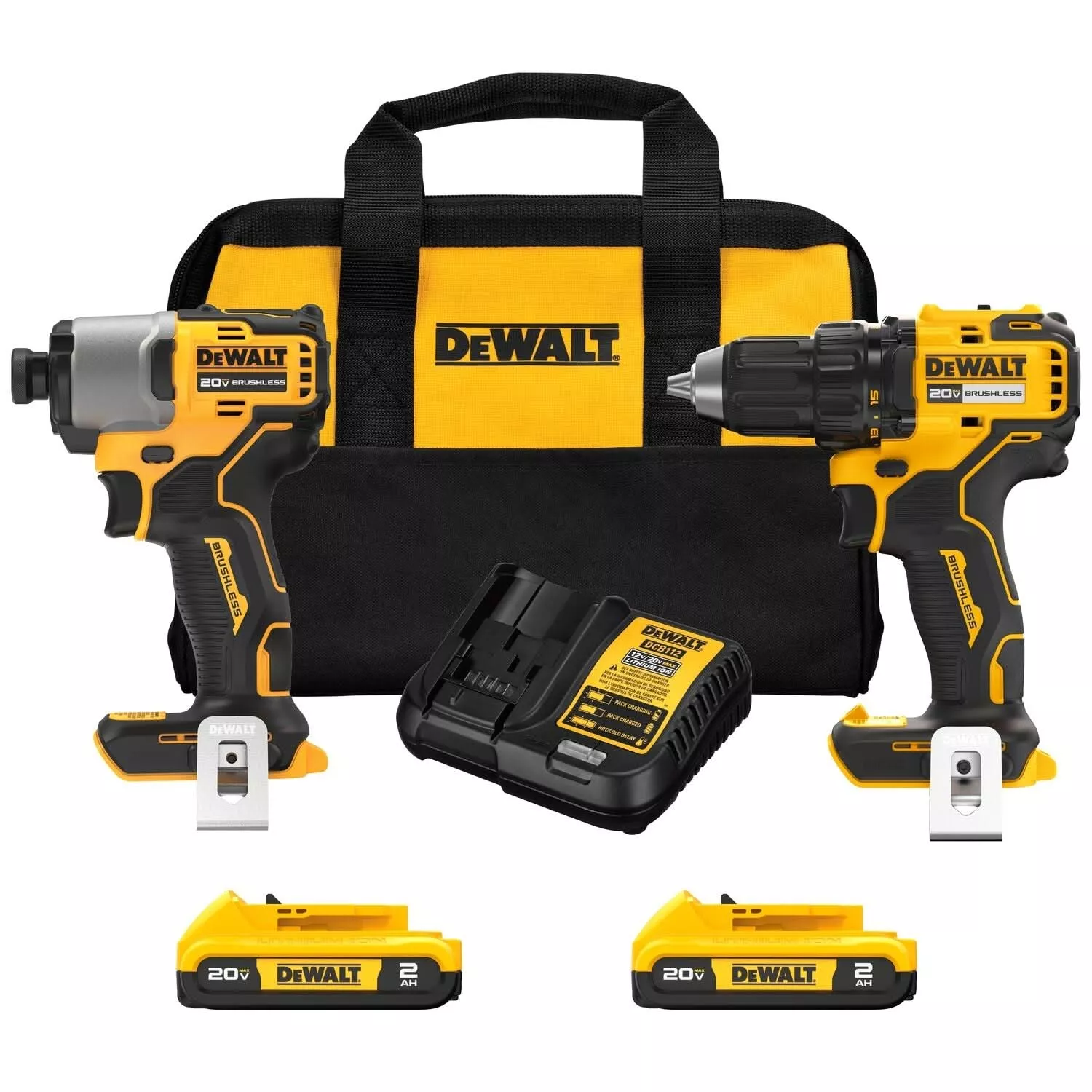 DeWalt DCK227D2 20V MAX Brushless 1/2 in. Drill Driver & 1/4 in. Impact Driver 2.0Ah Kit