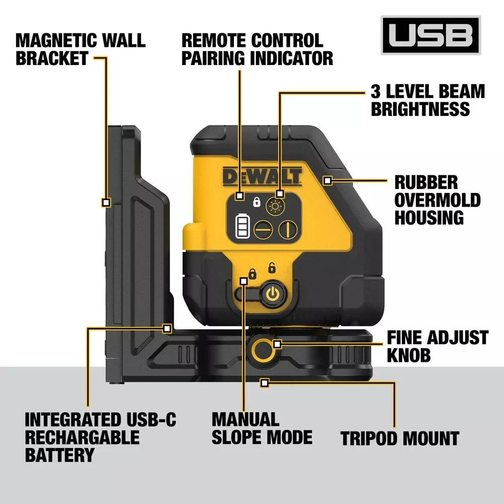DeWalt DCLE14201RBRechargeable Red Cross Line Laser