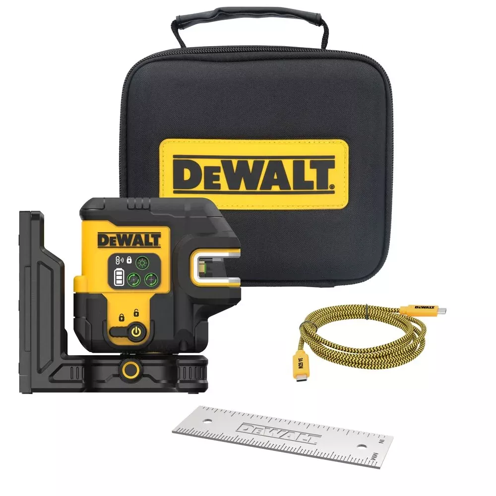 DeWalt DCLE14221GB USB Green 2-Spot & Crossline Laser Base Kit