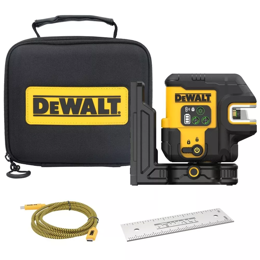 DeWalt DCLE14251GB USB Green 5-Spot & Crossline Laser Base Kit