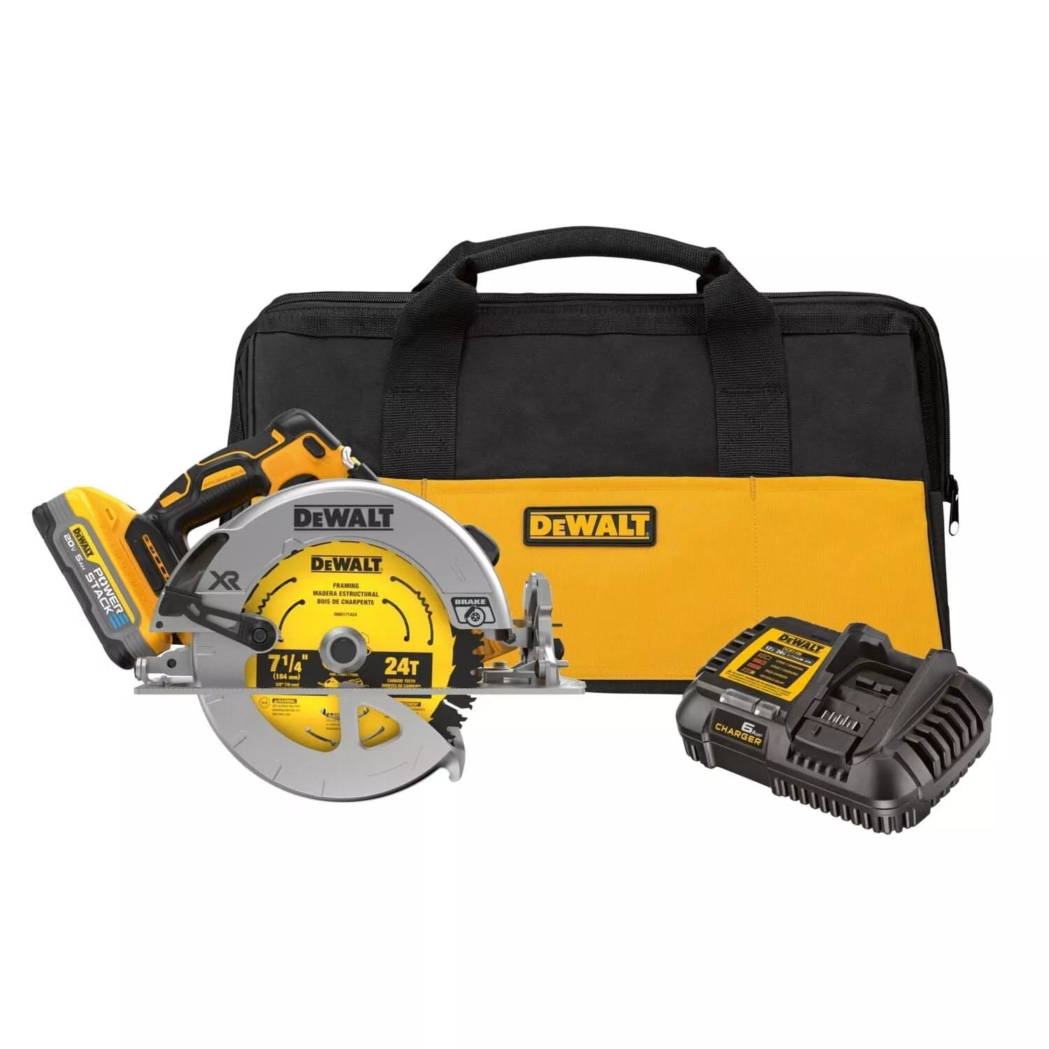 DeWalt DCS570H1 20V MAX* XR Brushless 7-1/4 in. Circular Saw Kit with POWERSTACK 5.0Ah Battery