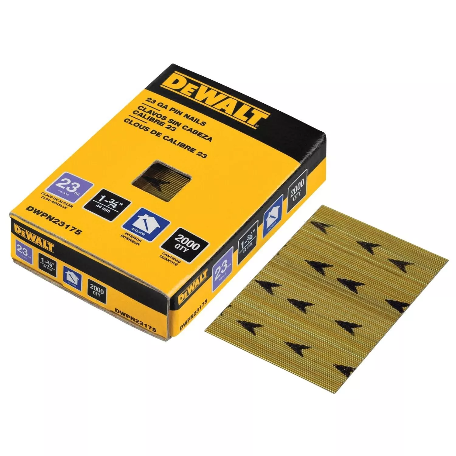 DeWalt DWPN23175 1-3/4 in. 23-Gauge Pin Nails 2,000-Pack
