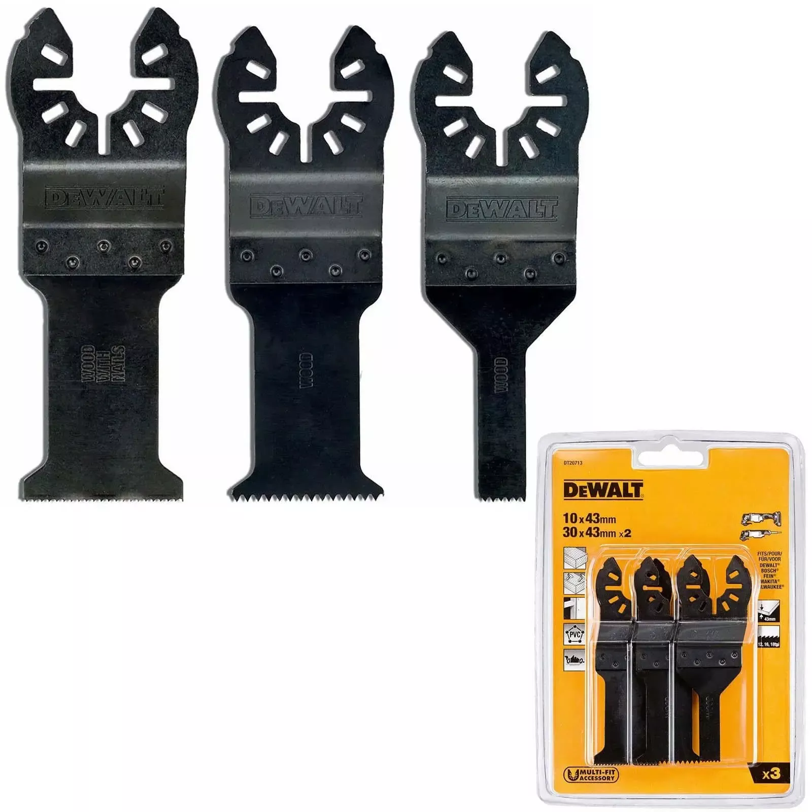 DeWalt Multi-Tool Saw Blade Set Oscillating Cutting Wood Nails Accessory 3pc DT20713