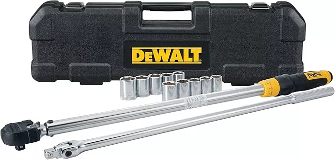 DEWALT Torque Wrench Tool Set, Tire Change Kit, 50-250 FT-LB, 12 Piece with Storage Case (DWMT45012)
