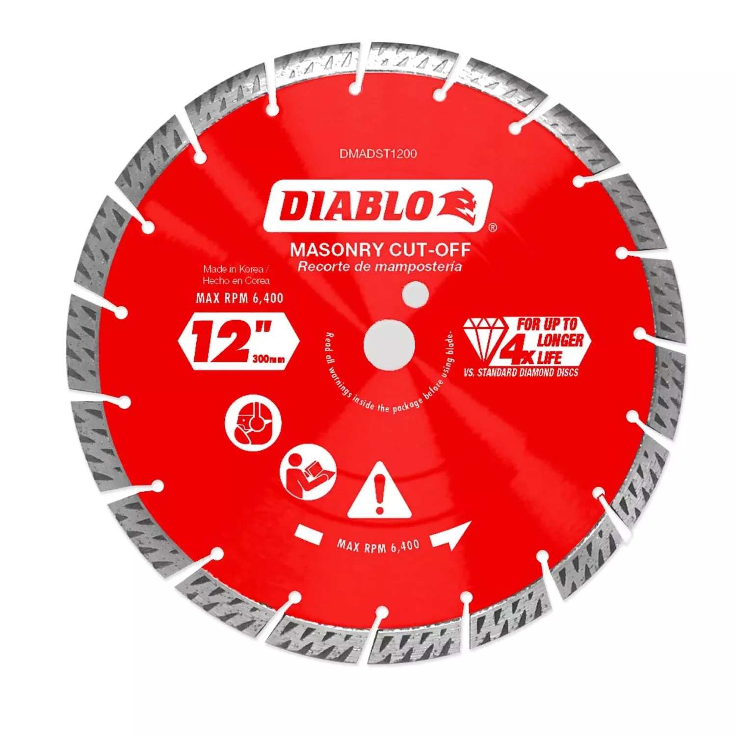 Diablo DMADST1200 12 in. Diamond Segmented Turbo Cut-Off Discs for Masonry