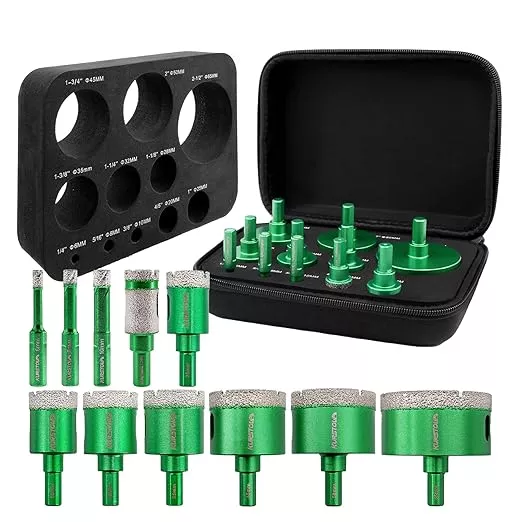Diamond Core Drill Bit Kit - 6/8/10/25/28/32/35/45/50/65mm Triangle Shank +4/5"(20mm) Finger milling Bit Tile Hole Saws for Drilling/Enlaging Porcelain Ceramic Tile Granite Marble Stone