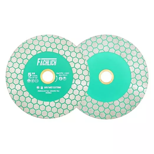 Diamond Tile Saw Blade 5" 125mm 2pcs Cutting Wheel for Cutting and Grinding Porcelain Ceramic Tile Marble Artificial Stone