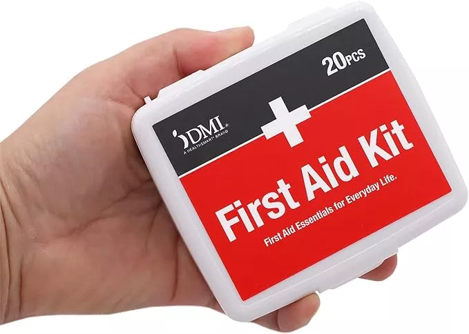 DMI First-Aid Kit, Mini 20-Piece Kit, Small and Compact All-Purpose Use for Minor Cuts and Scrapes, Durable Water-Resistant Case, Convenient and Portable, FSA & HSA Eligible