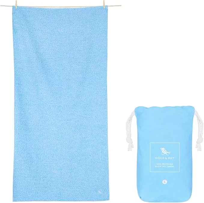 Dock & Bay Quick Drying Towel - for Sports & Gym - Compact, Lightweight - 100% Recycled - Includes Bag - Cabana - Set of 6, Large (160x90cm, 63x35)