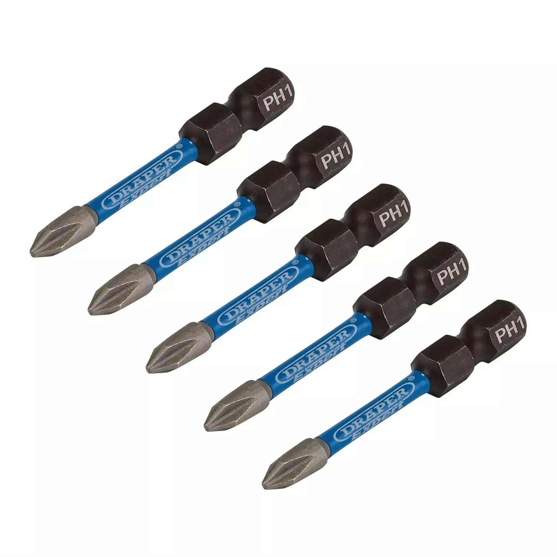 Draper Expert Cross Slot/PH Type Impact Screwdriver Bits No.1 x 50mm 1/4" Hex (Pack of 5) 05498