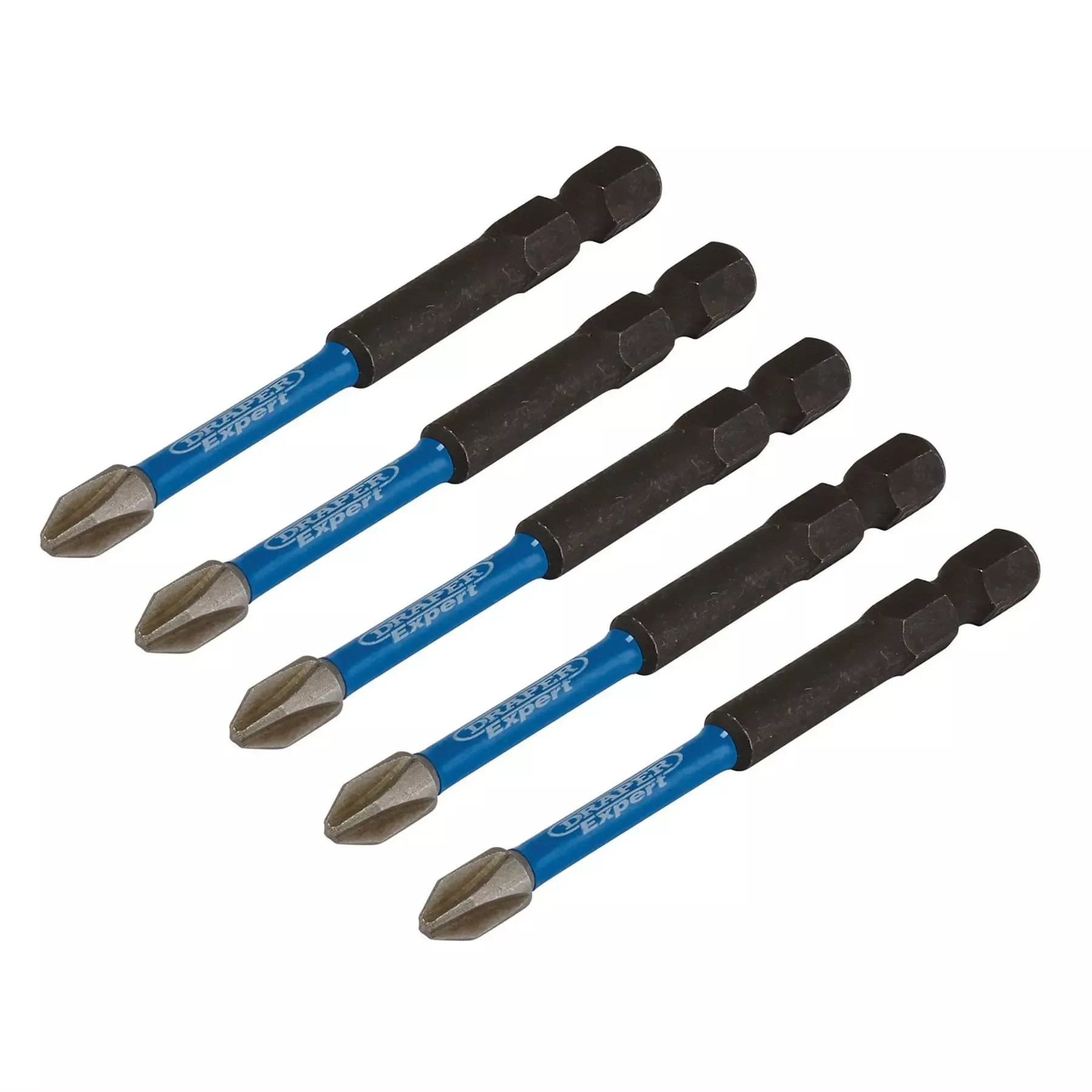 Draper Expert Cross Slot/PH Type Impact Screwdriver Bits No.2 x 75mm 1/4" Hex (Pack of 5) 05676