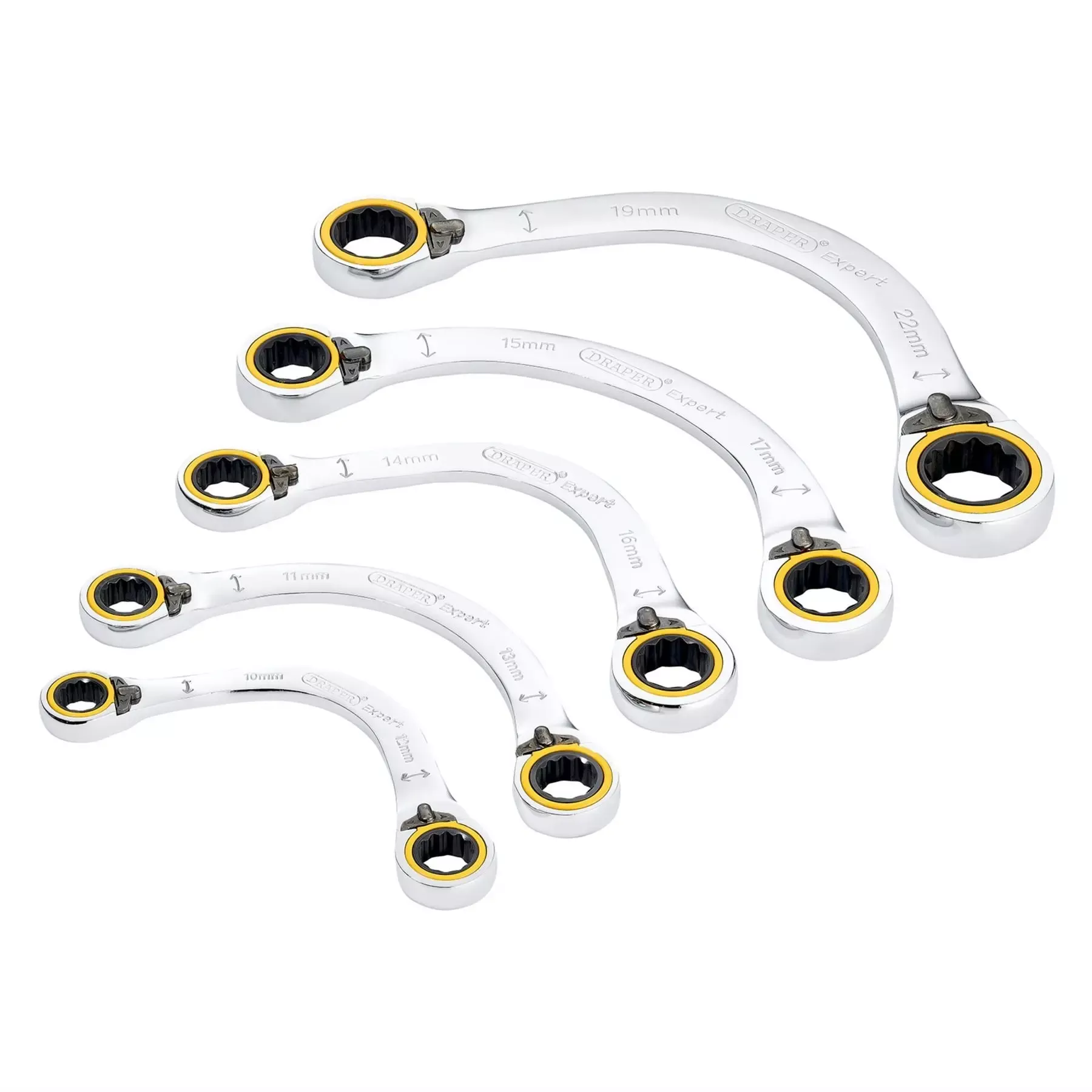Draper Expert HI-TORQ Double Ring Reversible Ratchet Half Moon Spanner Set (5 Piece) 03941