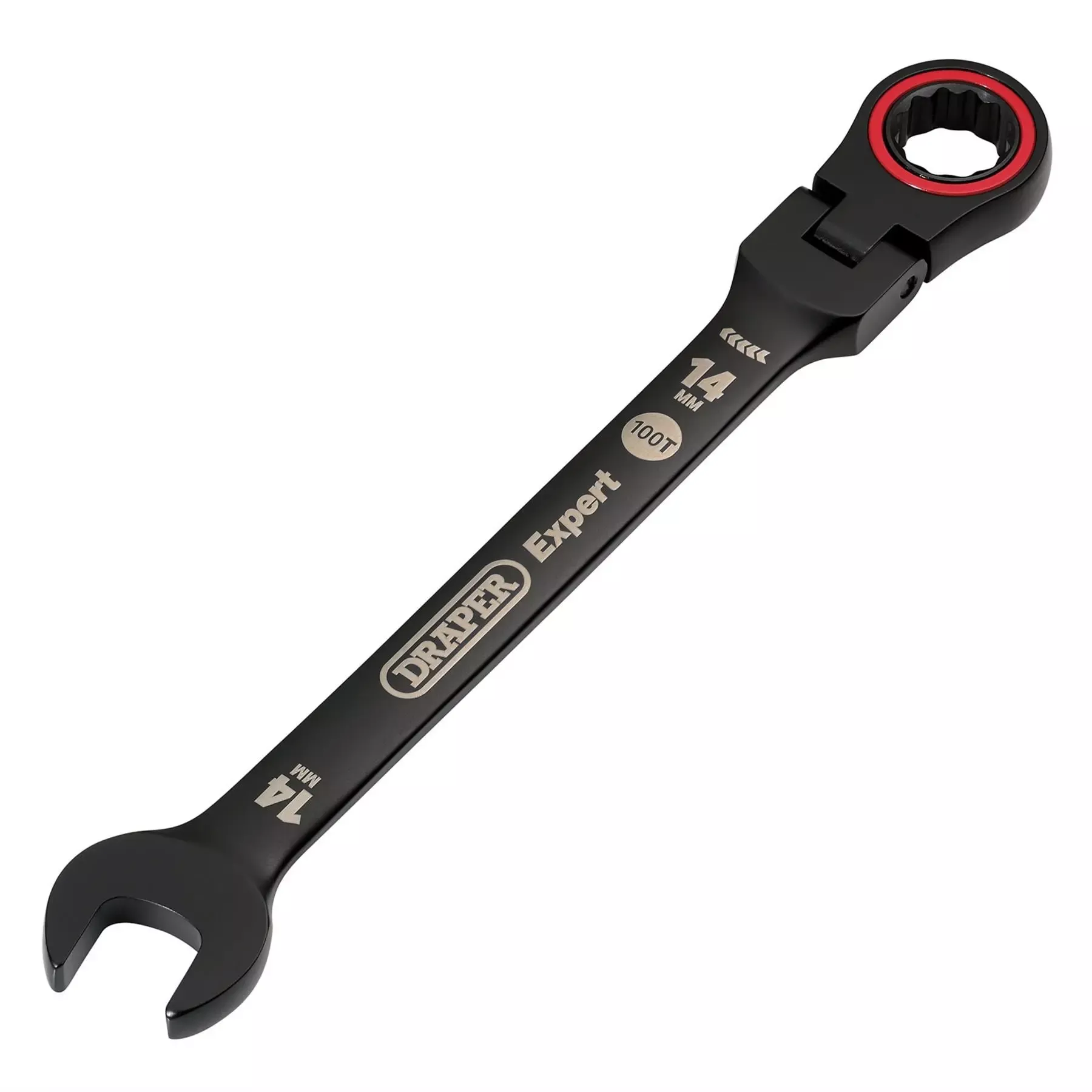 Draper Expert HI-TORQ Metric Flexible Head Ratchet Combination Spanner 14mm Black 03920