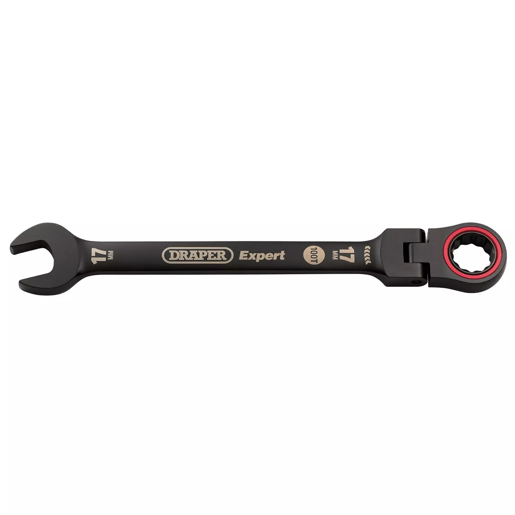 Draper Expert HI-TORQ Metric Flexible Head Ratchet Combination Spanner 17mm Black 03924