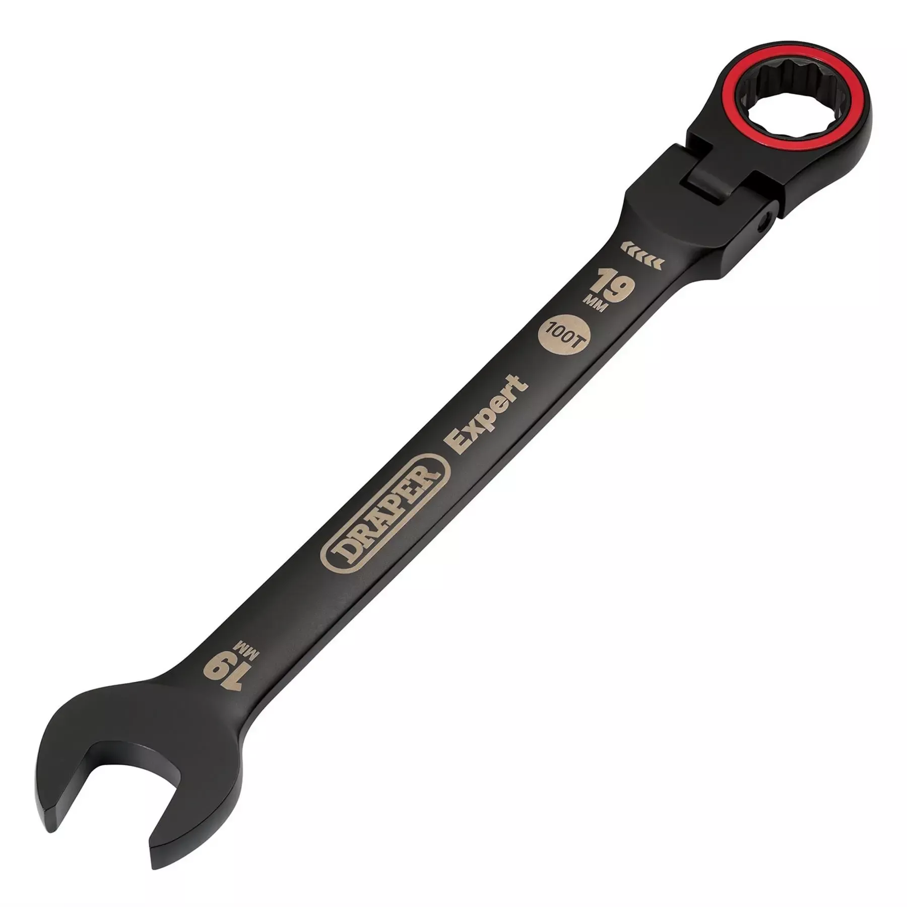Draper Expert HI-TORQ Metric Flexible Head Ratchet Combination Spanner 19mm Black 03926
